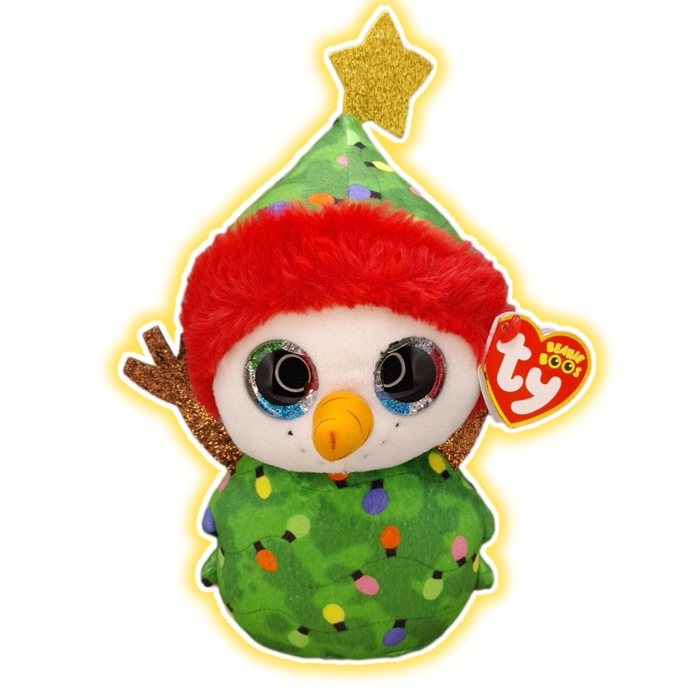 TY Beanie Boos -GARLAND the Christmas Tree Snowman (Glitter Eyes) (6 inch) MWMTs